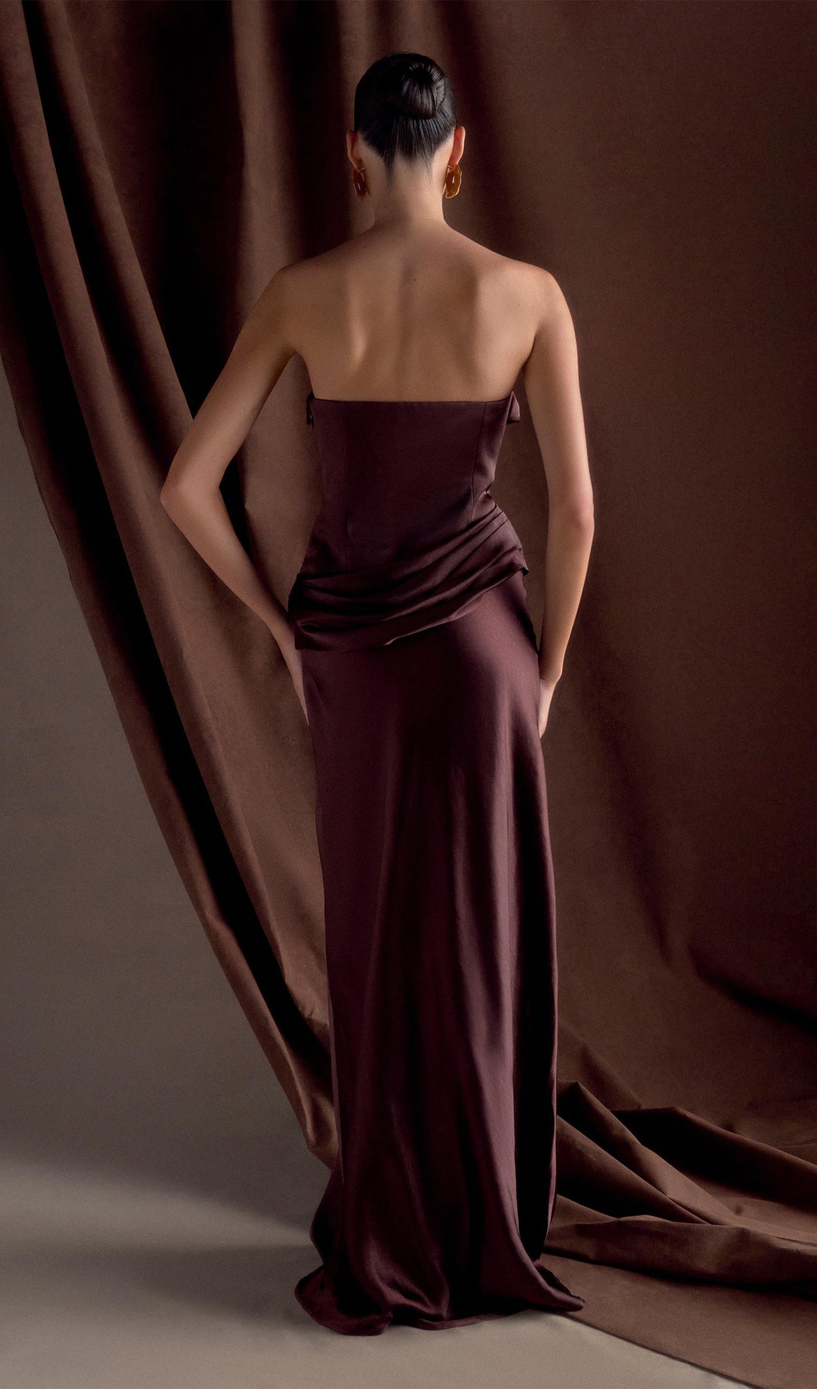 Strapless Satin Maxi Dress