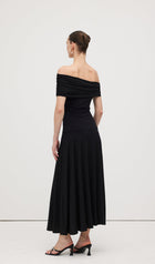 Off Shoulder Draped Midi Dress