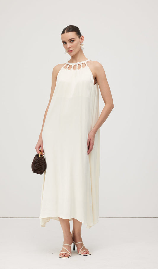 Round Neck Hollow Sleeveless Midi Dress