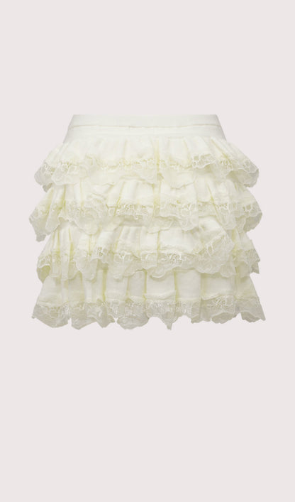 Lace Ruffle Mini Skirt