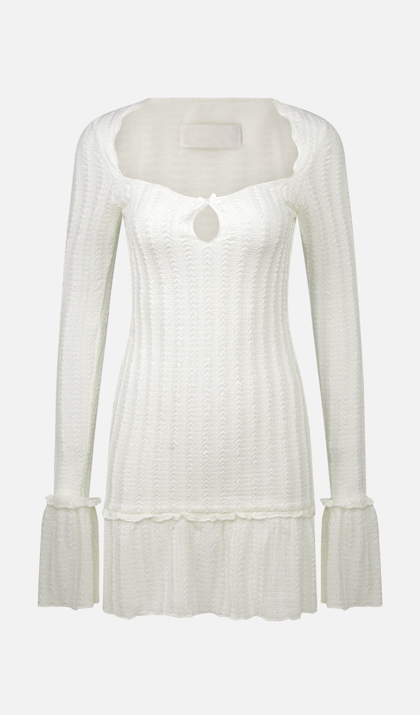Pointelle Long Sleeve Mini Dress