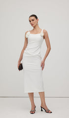 Solid Flower Sleeveless Midi Dress