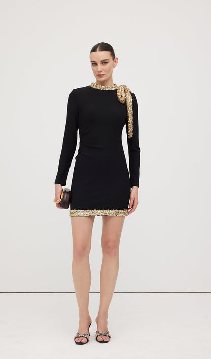 Sequined Bow Mini Dress