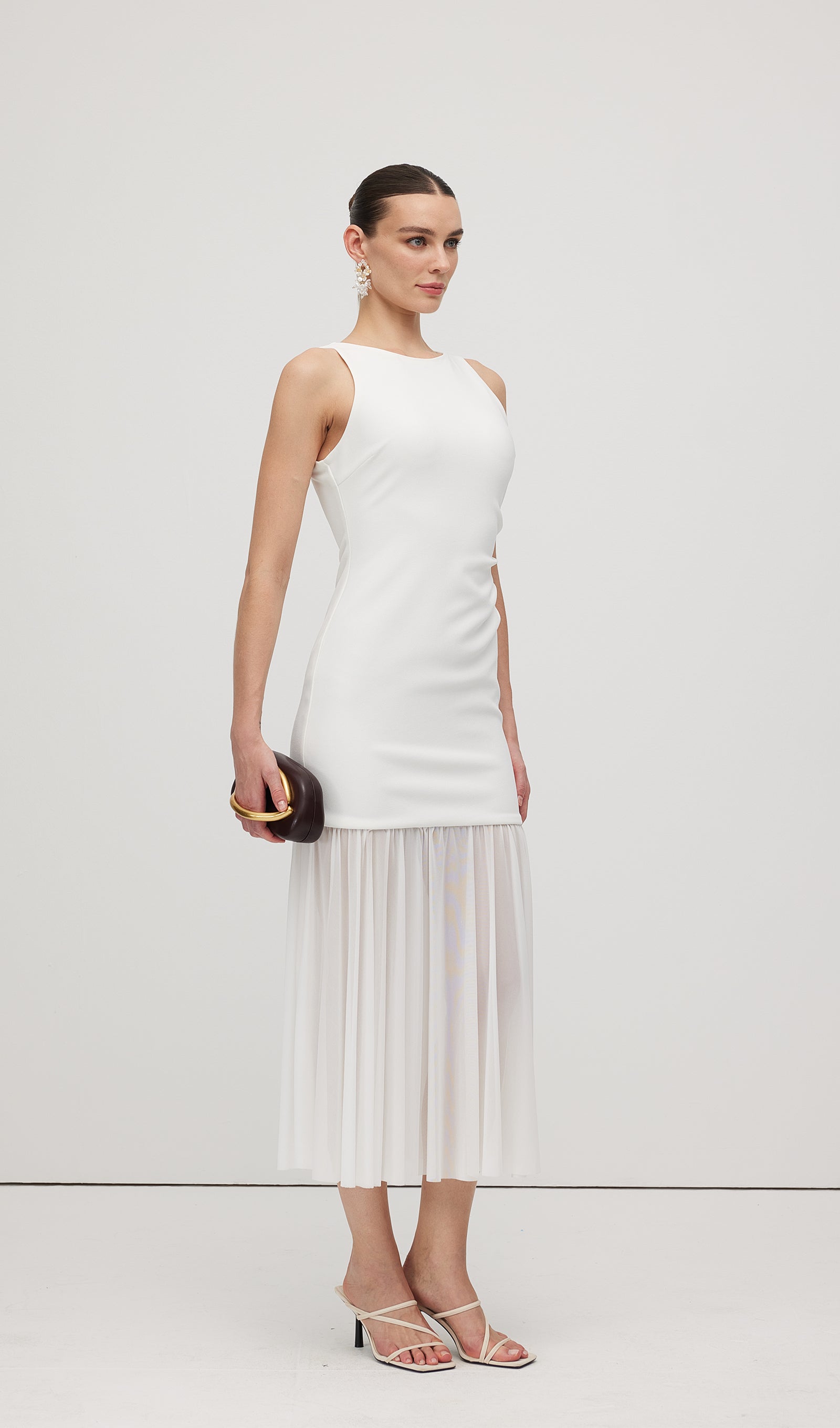 Sheer Overlay Midi Dress