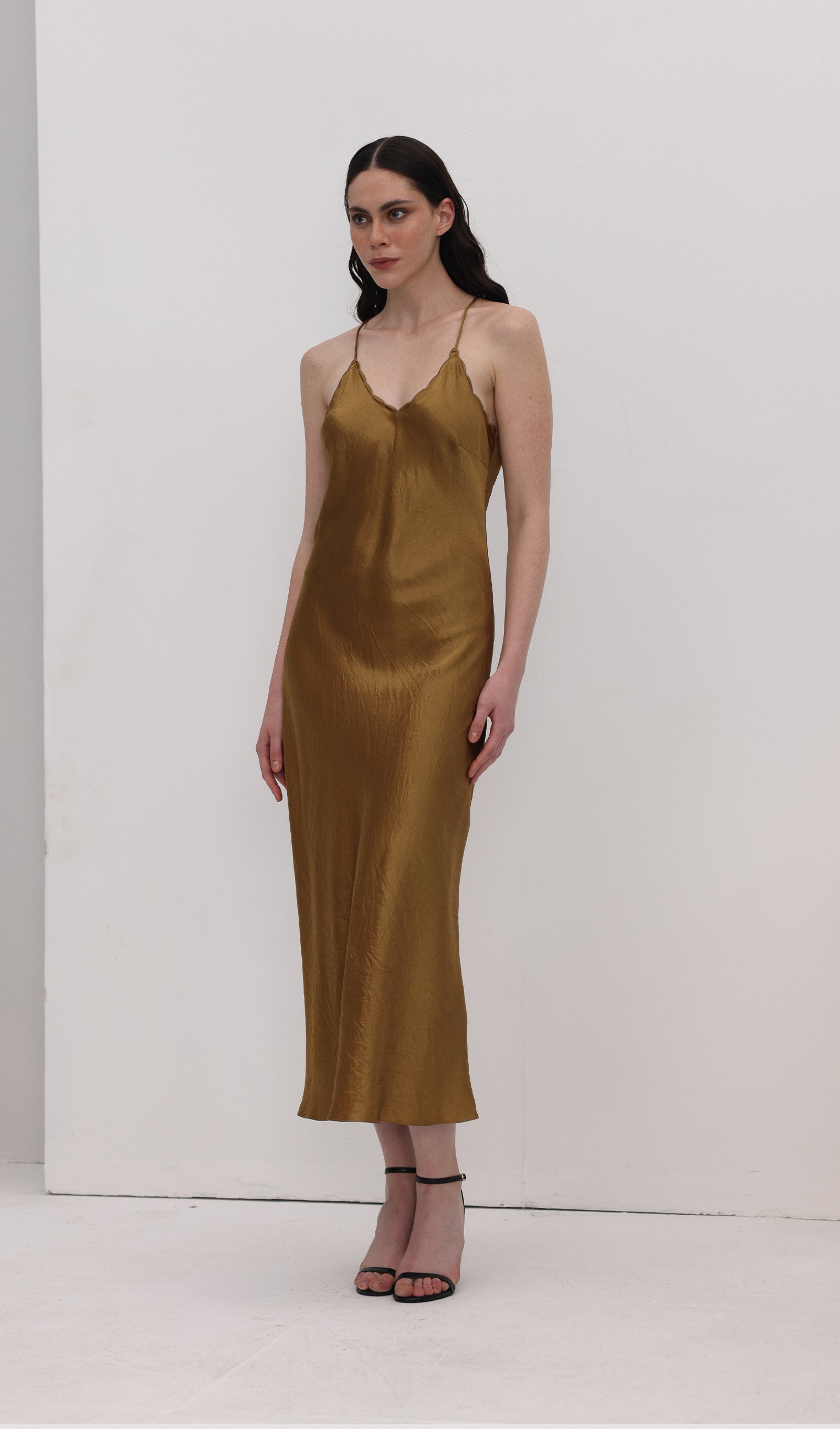 Acetate Sling Midi Dress