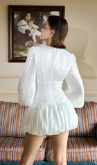 Solid Lantern Sleeve Mini Dress