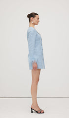 Sequin Boucle Feather Mini Dress