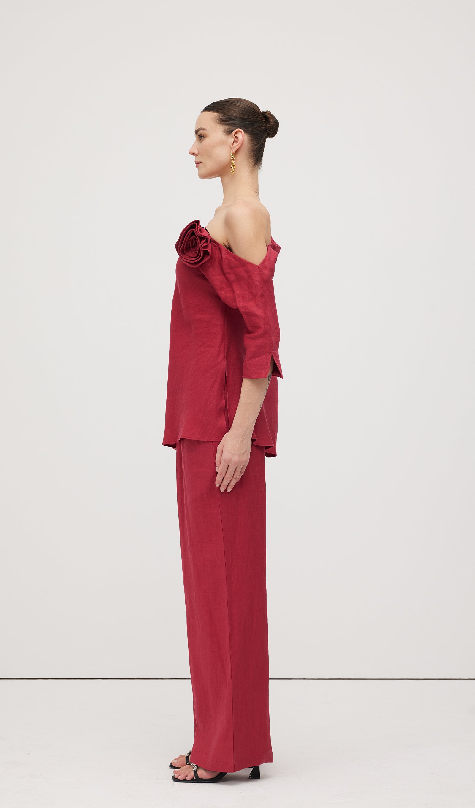 Linen Rose Trousers Suit
