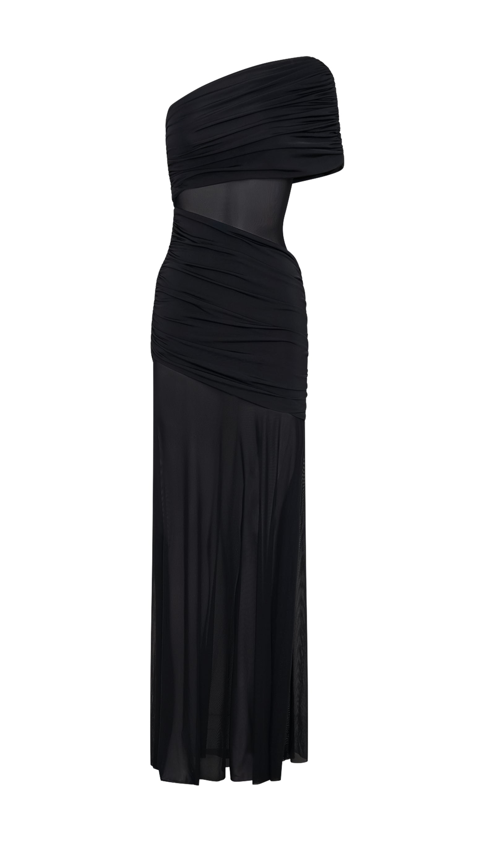 One Shoulder Mesh Maxi Dress