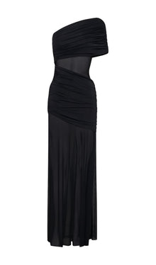 One Shoulder Mesh Maxi Dress
