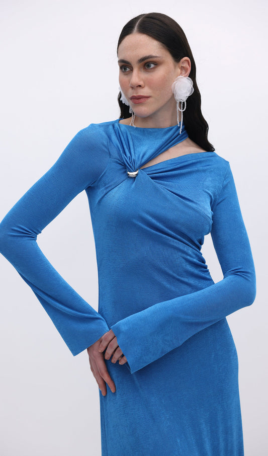 Hollow Out Metallic Decor Maxi Dress