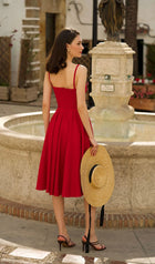 Solid Linen Midi Dress