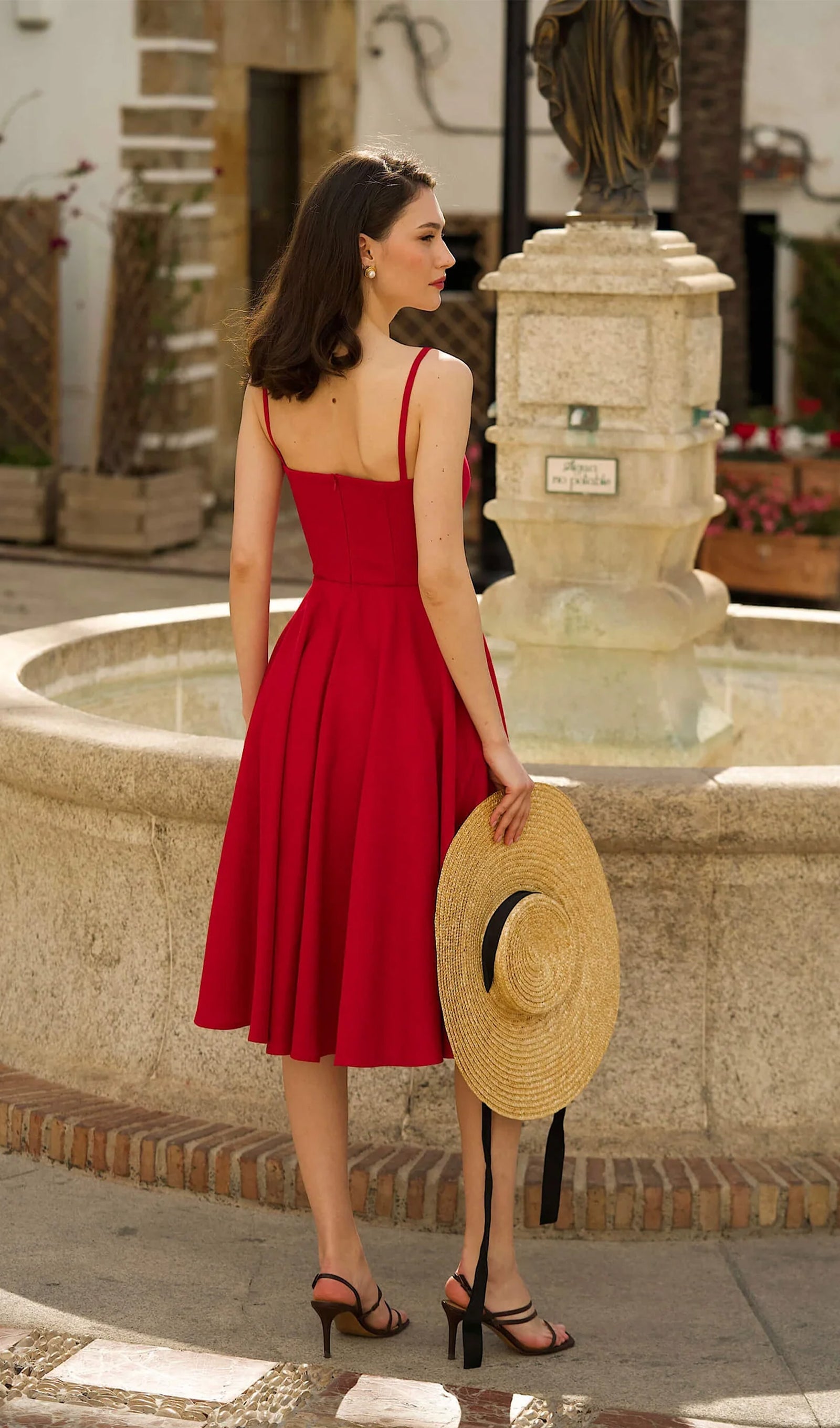 Solid Linen Midi Dress