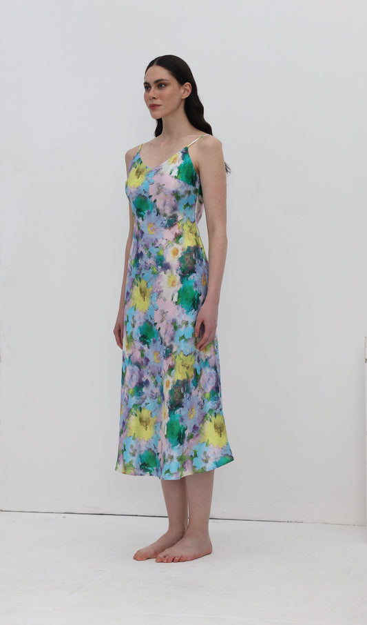 Flower Print Slip Midi Dress