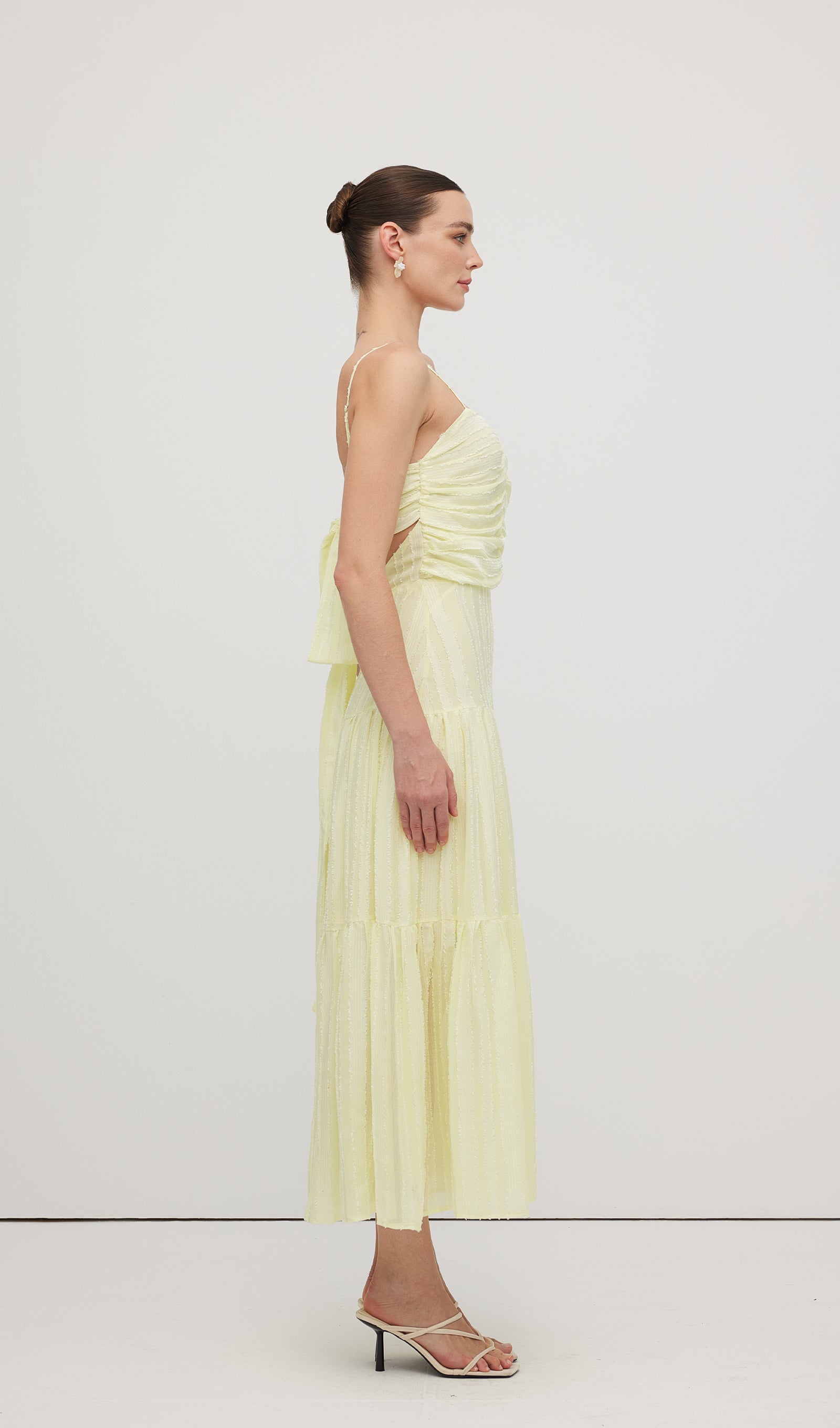 Pleated Backless Tiered Cami Midi Dress