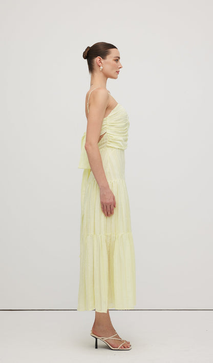 Pleated Backless Tiered Cami Midi Dress
