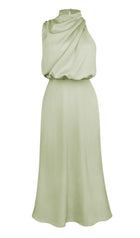 Asymmetric Satin Midi Dress