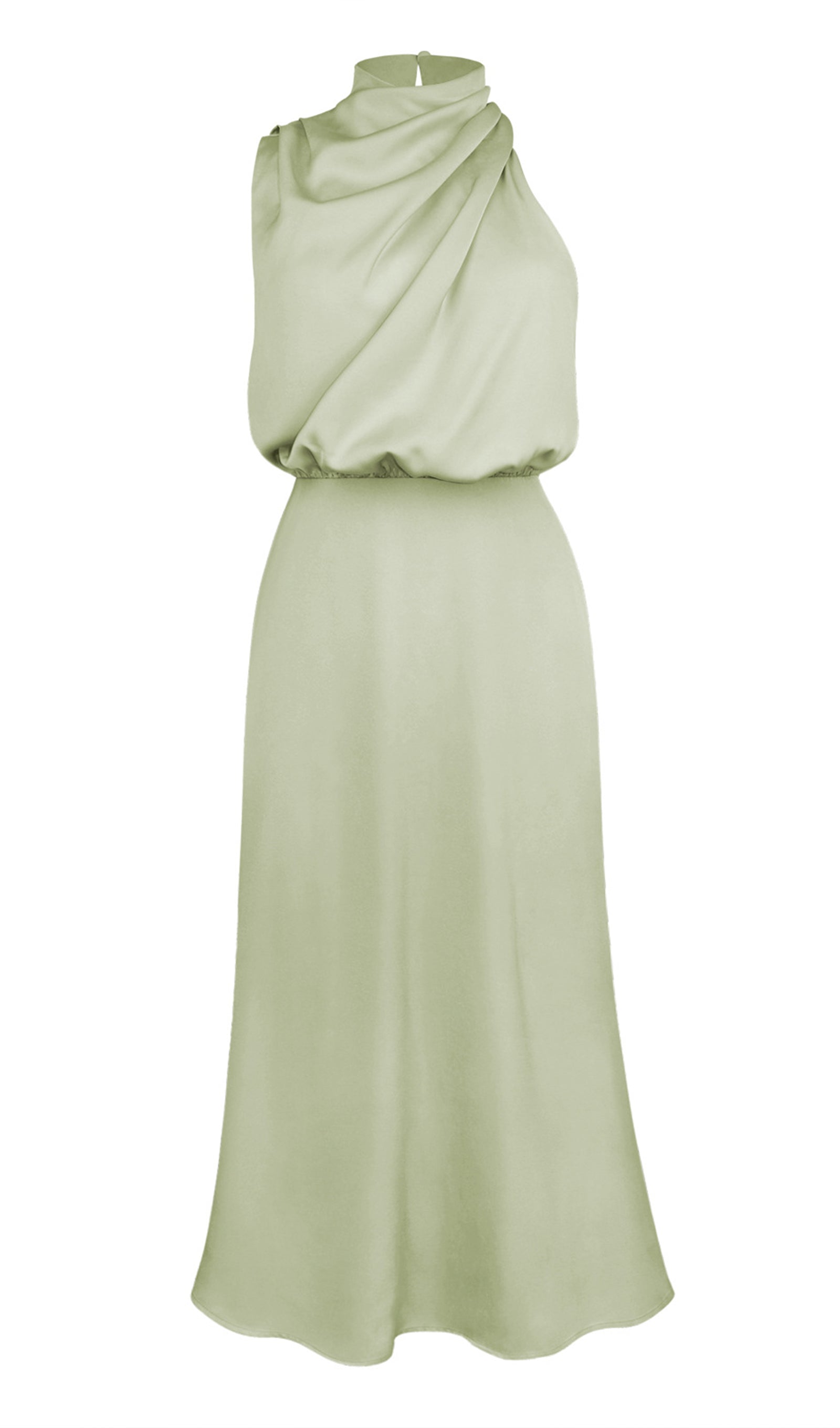Asymmetric Satin Midi Dress