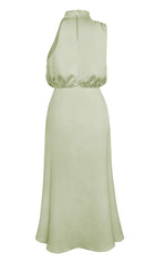 Asymmetric Satin Midi Dress