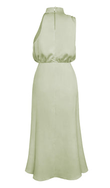 Asymmetric Satin Midi Dress