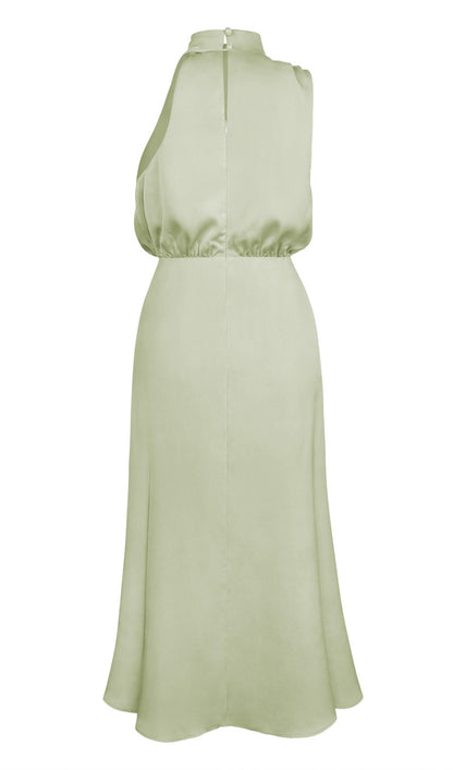 Asymmetric Satin Midi Dress