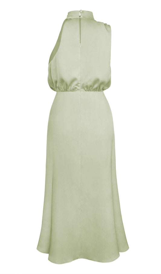 Asymmetric Satin Midi Dress