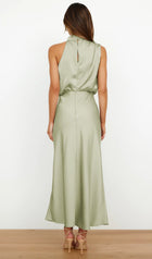 Asymmetric Satin Midi Dress