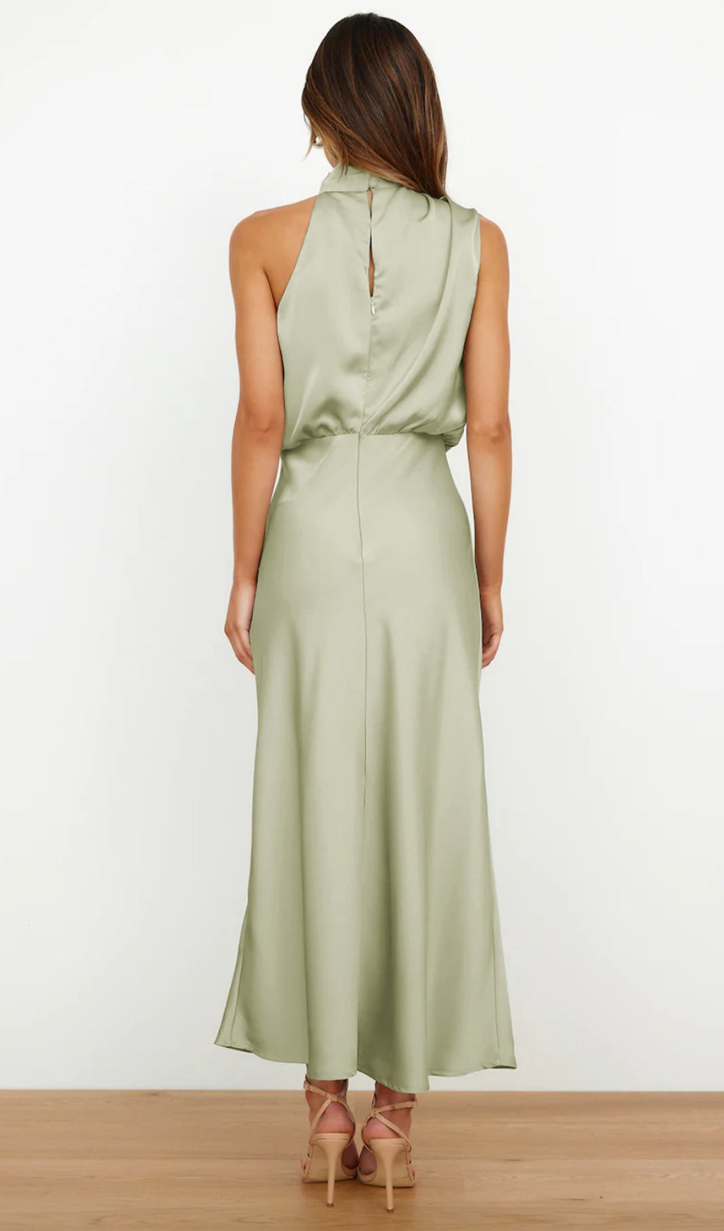 Asymmetric Satin Midi Dress