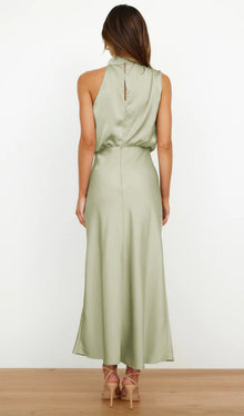 Asymmetric Satin Midi Dress