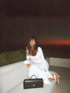 Square-Neck Long-Sleeve Ruffle-Cuff Knit Dress