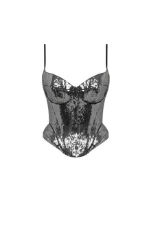 Sequin Spaghetti Strap Corset Top and Skirt Two-Piece Set
