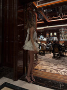 High-Neck Halter Tie-Back Sleeveless Backless Tiered Chiffon Mini Dress