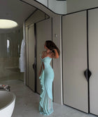 Spaghetti Strap Front Cutout Draped Hem Dress