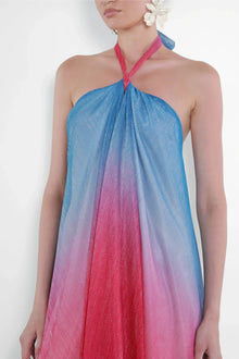 Halter Strapless Sleeveless Ombre Chiffon Dress