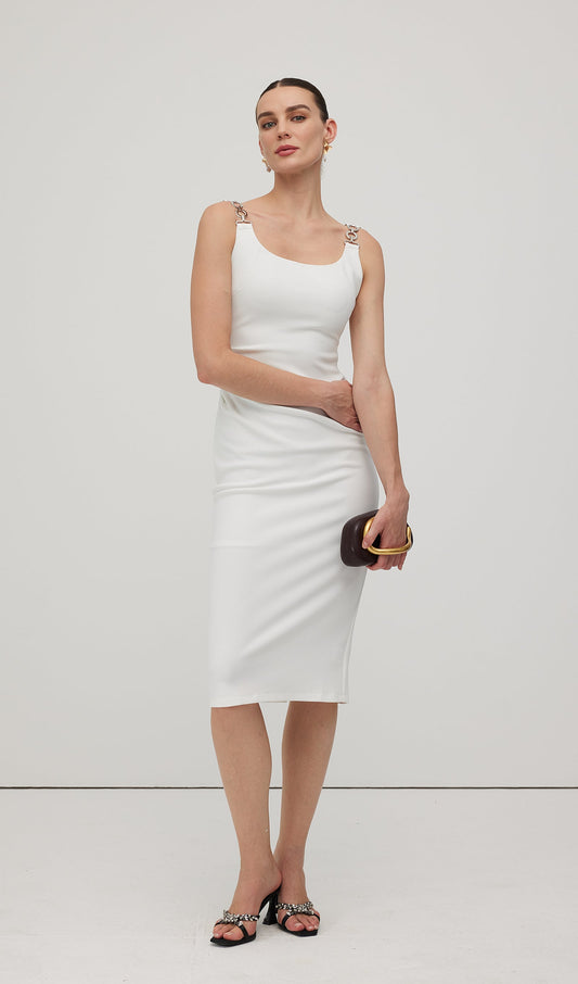 Solid Metallic Midi Dress