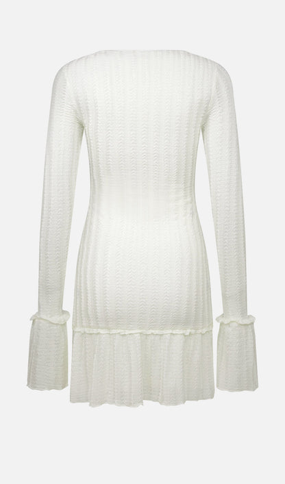 Pointelle Long Sleeve Mini Dress