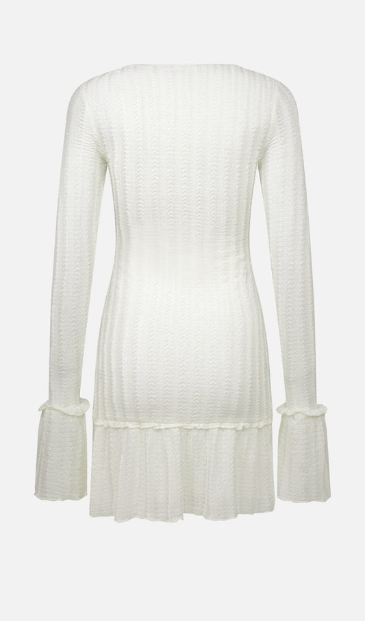 Pointelle Long Sleeve Mini Dress
