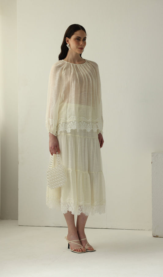 Long Sleeved Lace Panel Top