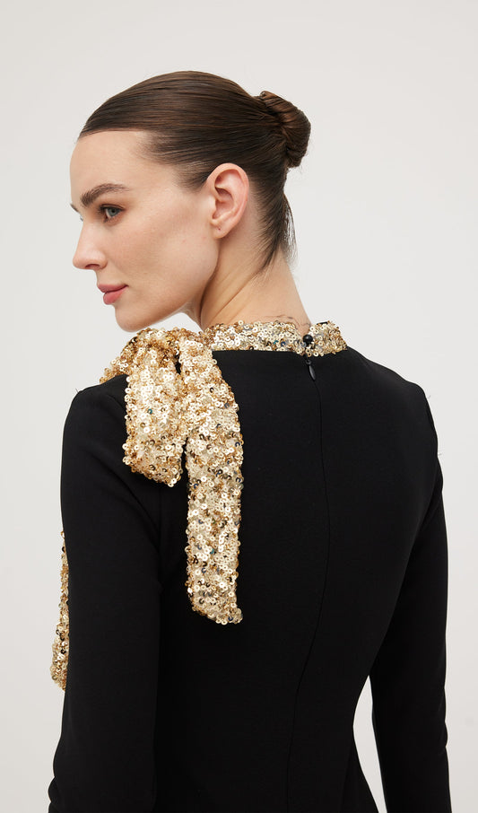 Sequined Bow Mini Dress