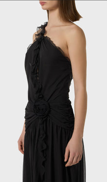 One Shoulder Georgette Maxi Dress