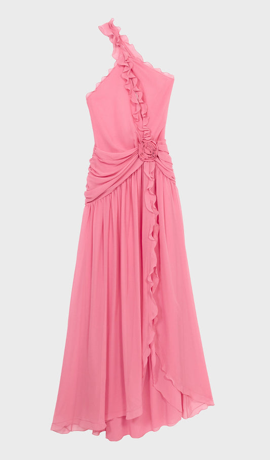 One Shoulder Ruffled Maxi Dress