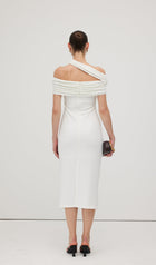 Asymmetric Off Shoulder Midi Dress