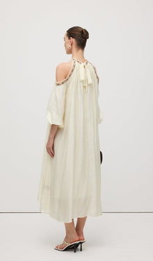 Embroidered Off Shoulder Midi Dress