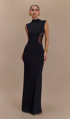 Slinky And Mesh Maxi Dress