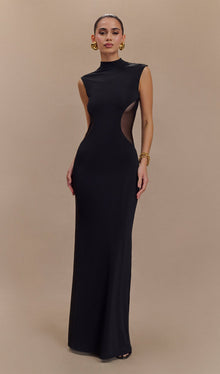 Slinky And Mesh Maxi Dress