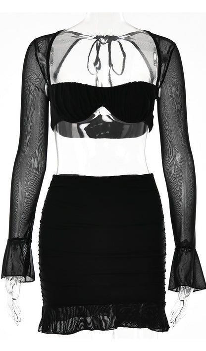 Ruched Mini Skirt Sets