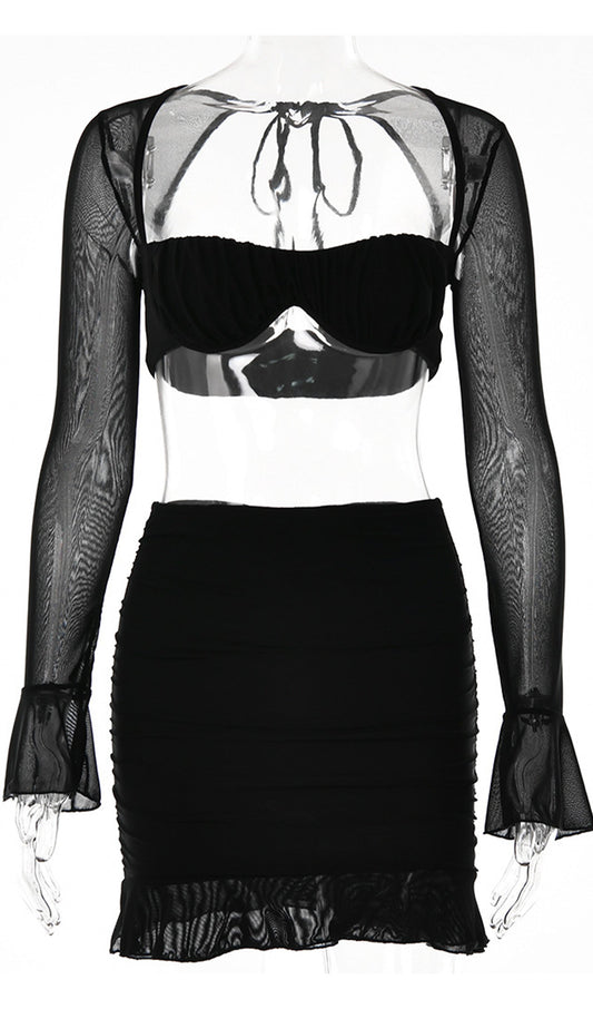 Ruched Mini Skirt Sets