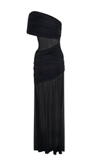 One Shoulder Mesh Maxi Dress