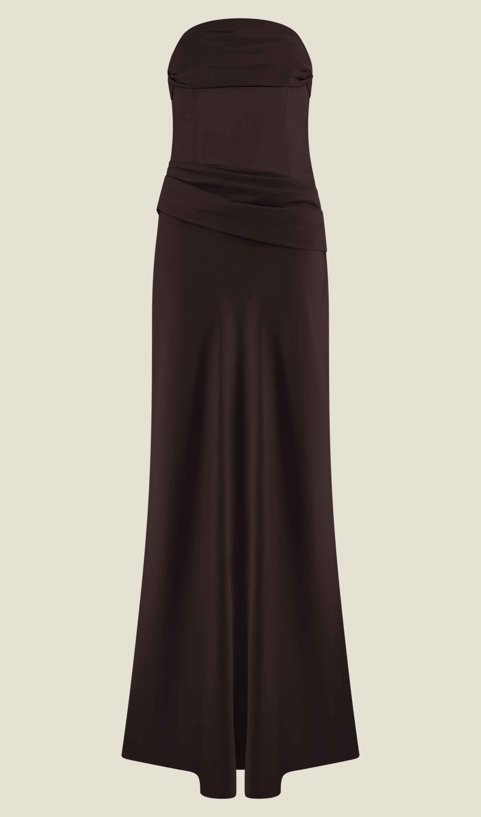 Strapless Satin Maxi Dress