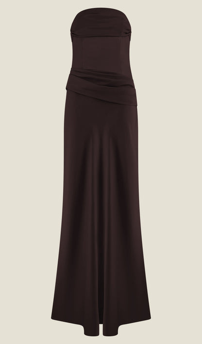 Strapless Satin Maxi Dress